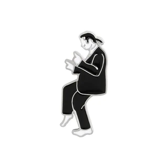 Black and White Cartoon - Enamel Pin