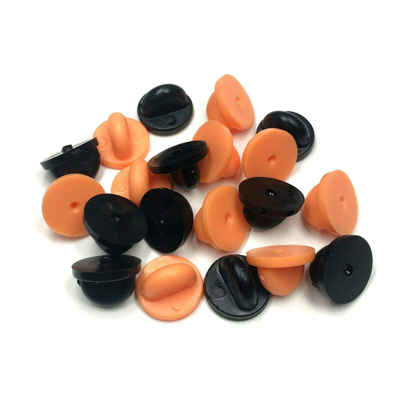 Orange/ Black Rubber Pin Backs - 20 Pack