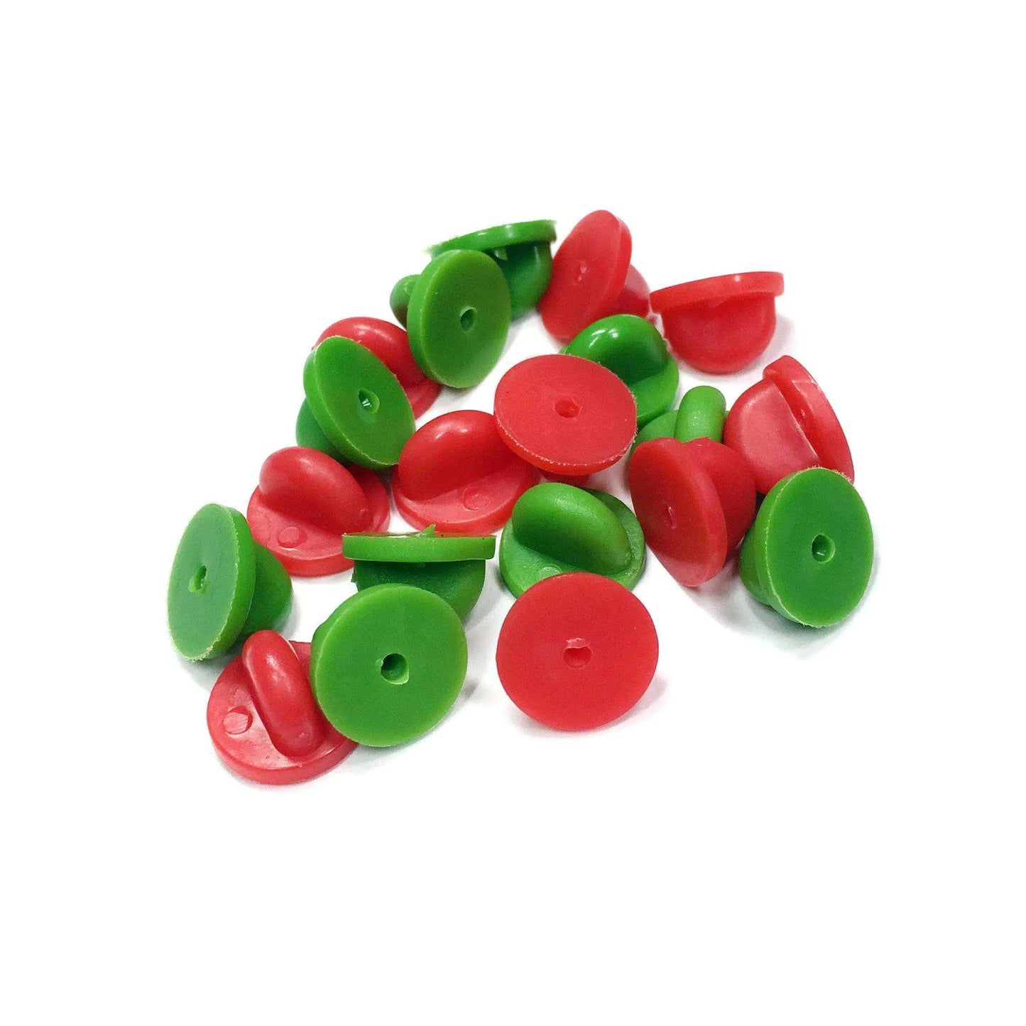 Red/ Green Rubber Pin Backs - 20 Pack