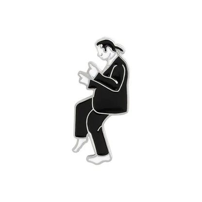 Black and White Cartoon - Enamel Pin
