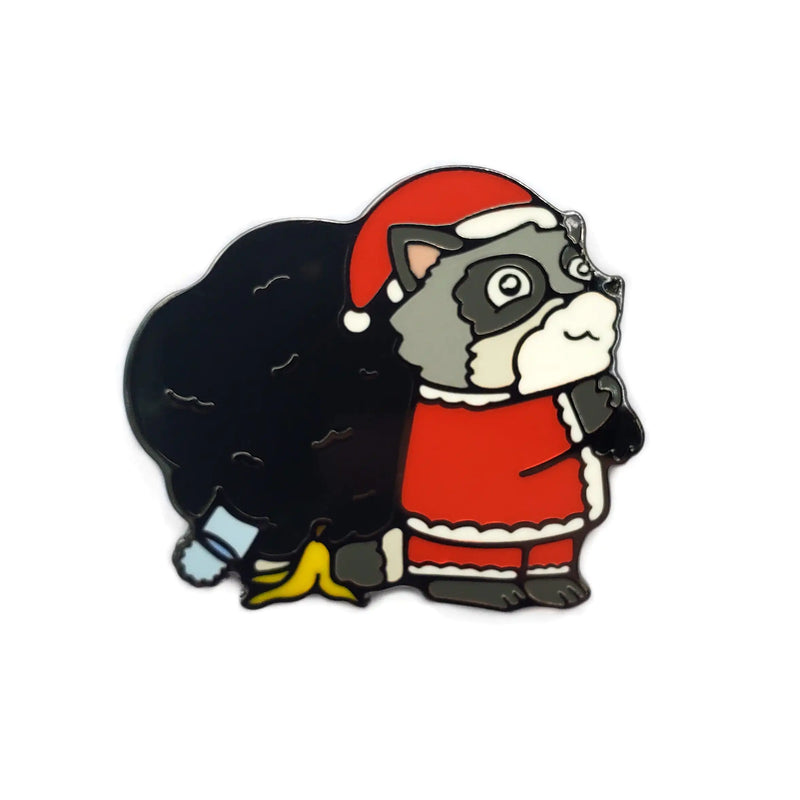 Raccoon Santa - Enamel Pin