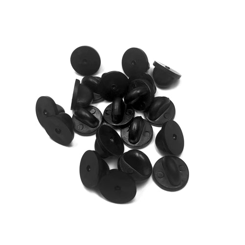 Black Rubber Pin Backs - 20 Pack