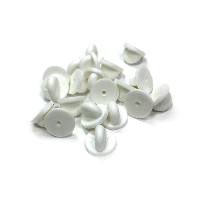 White Rubber Pin Backs