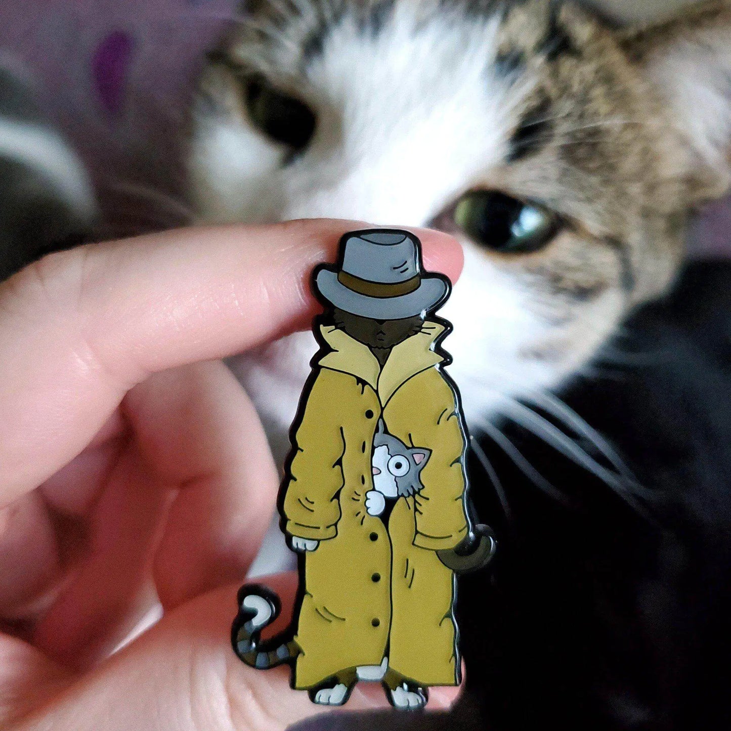 3 Cats in a Trench Coat - Enamel Pin