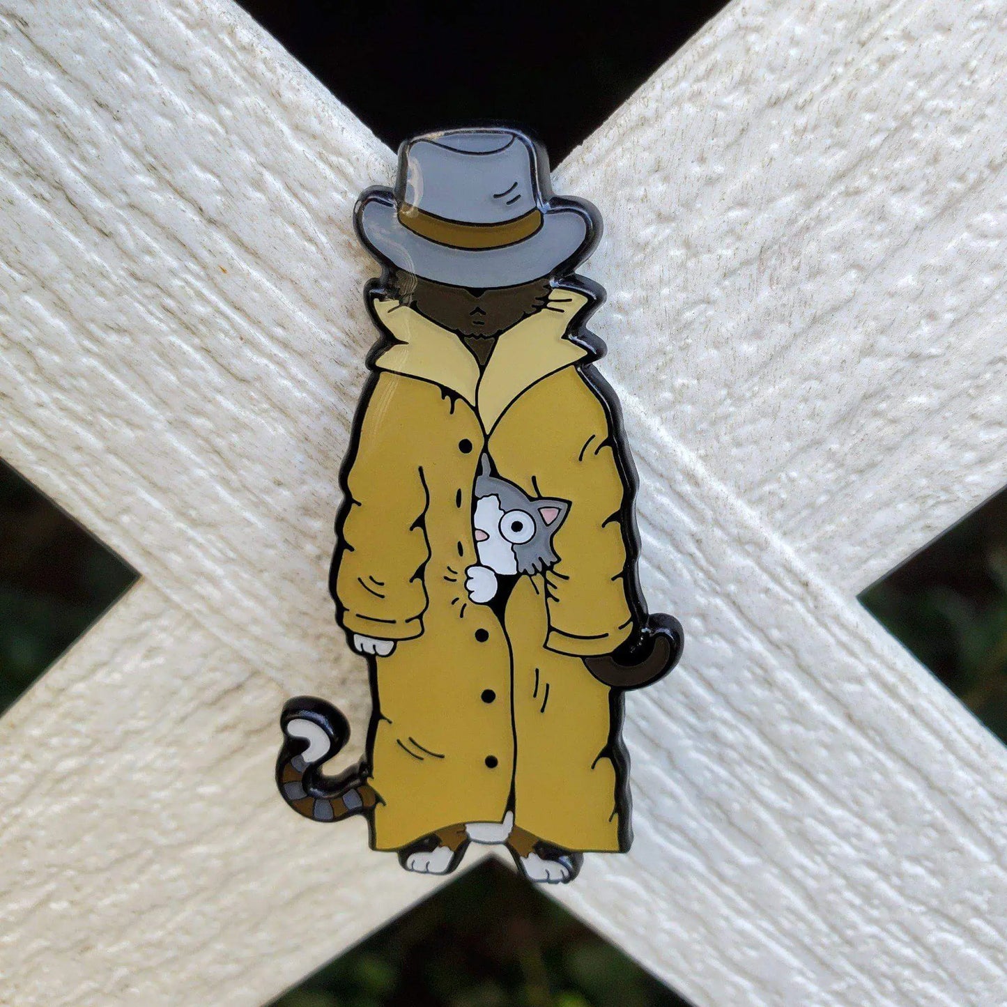 3 Cats in a Trench Coat - Enamel Pin