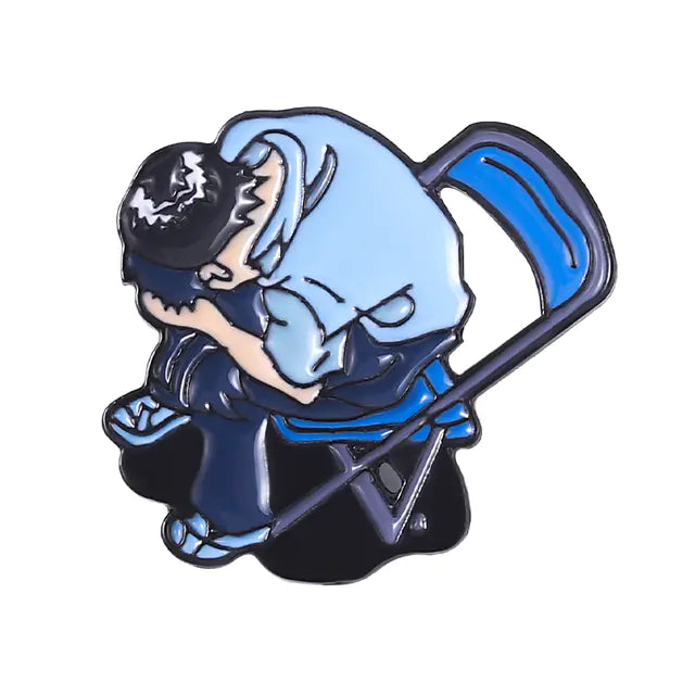 Sad Cartoon Sitting on a Stool - Enamel Pin